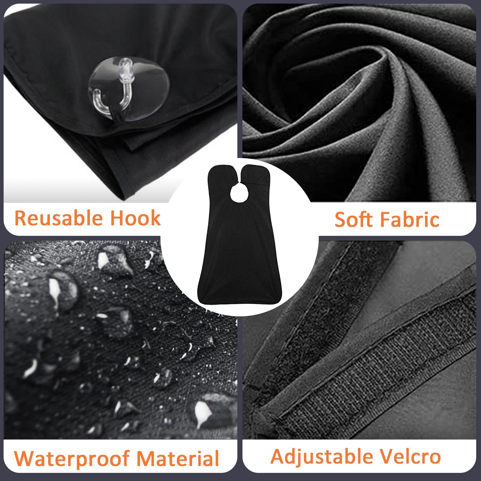 Leaflai Grembiule da Barba, Impermeabile Telo per Barba, Cattura Barba e Capelli, Antiaderente, Con 3 Ventose, Regalo per Uomini