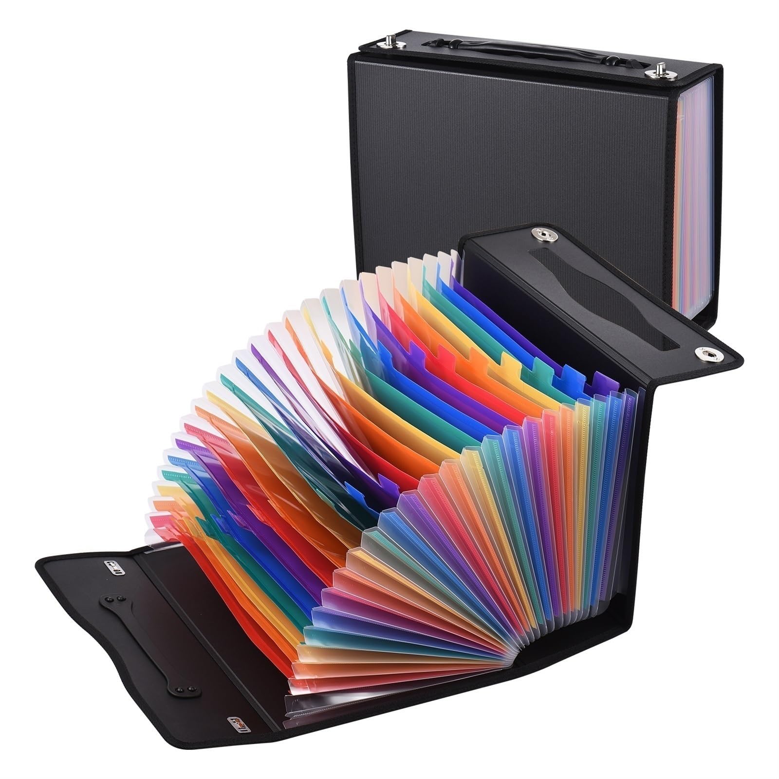 Carpeta Clasificadora Organizador de carpetas de archivos, 24 bolsillos, estuche de archivos expansible con cubierta, organizador de documentos de tamaño carta A4 for oficina y escuela para Oficina/Ne