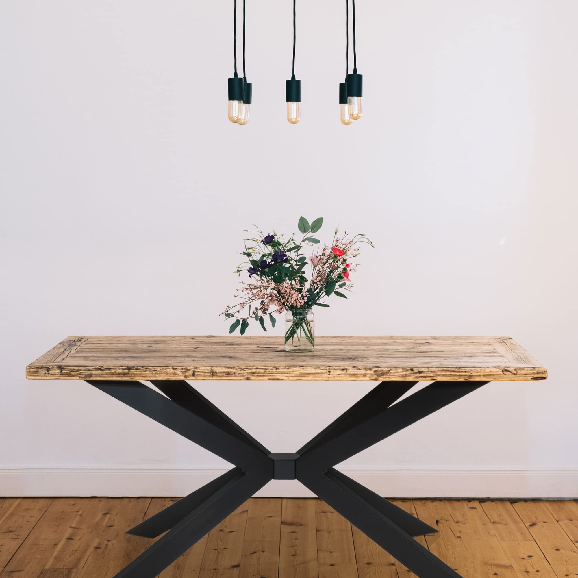 Natural Goods Berlin 1x Tischgestell Kreuz Design Schwerlast Kreuzgestell Massive Stahl Tischkufen Metall Tischbeine Schreibtisch Esstisch Konferenztisch DIY (H71 x B78 x L140 cm (Esstisch), Schwarz)