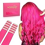 Wennalife Tape in Hair Extensions Human Hair Hot Pink Tape in Extensions, 10pcs 25g 14 inch Remy Invisible Tape Ins Straight Colored Soft Real Human Hair Tape in Extensions Refill Set Extensions