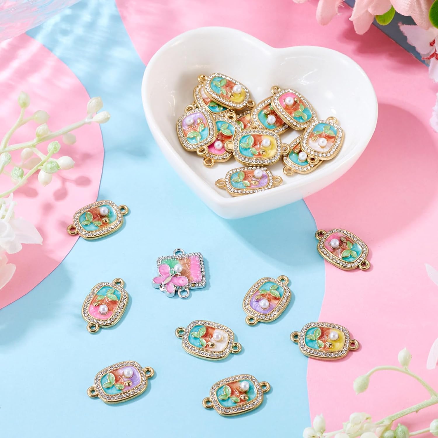 Craftdady Enamel Connector Charms Oil Painting Charm Rectangle Links for DIY Crafts Necklace Bracelets Jewelry Making - Image 7