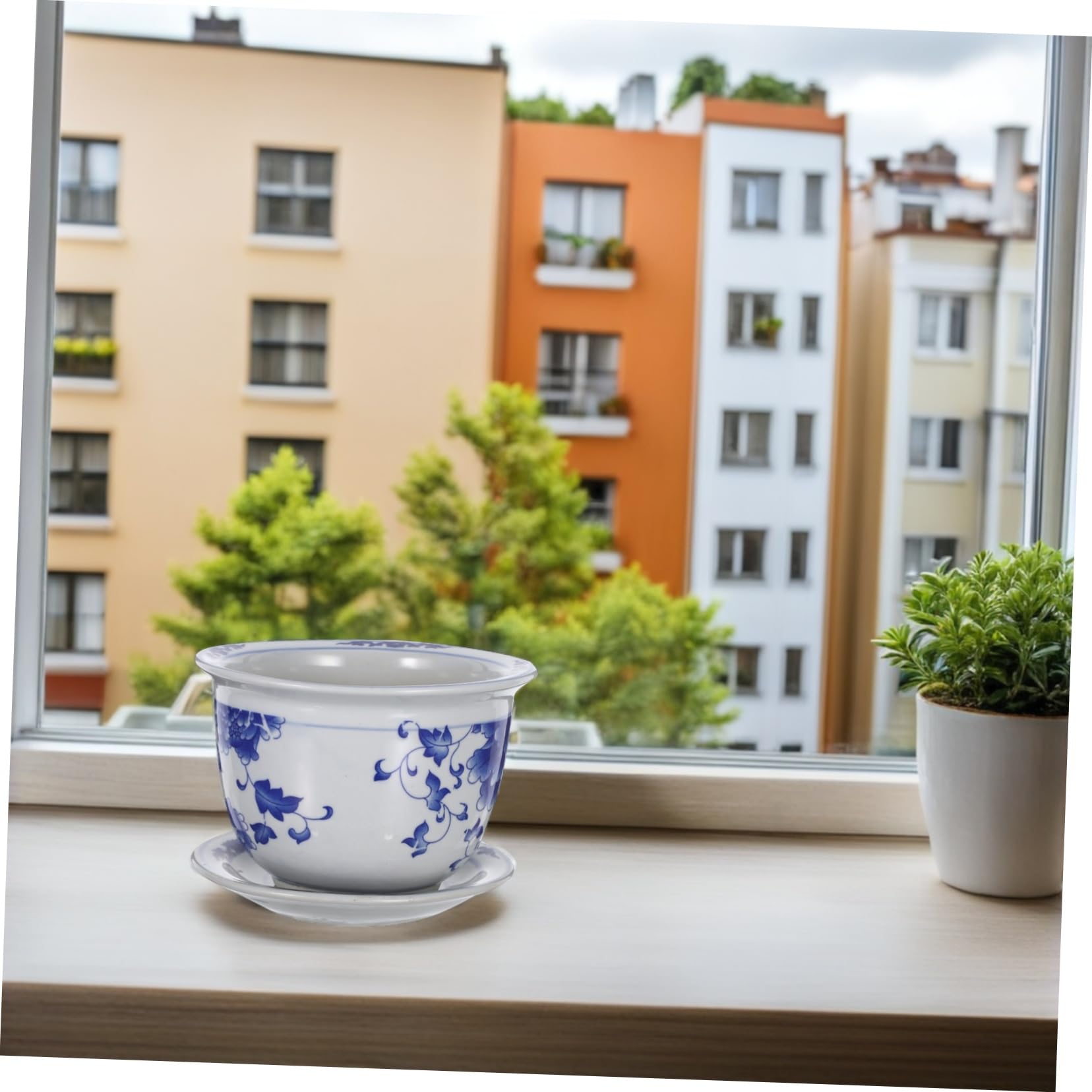 Toyvian Doniczek Ceramicznych z Podstawką Do Roślin Doniczkowych Elegancki Kwietnik Do Sukulentów i Orchidei Ozdobny Ceramiczny Pojemnik Balkonu i Ogrodu z Tradycyjnym Wzorem