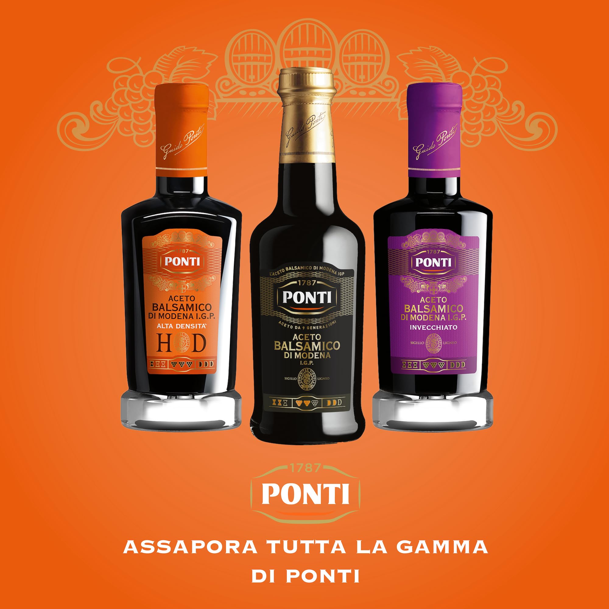 Ponti, Vinaigre Balsamique de Modène I.G.P. HD, Saveur incomparable, Vinaigre balsamique à haute densité, 100% Made in Italy, 250 ml