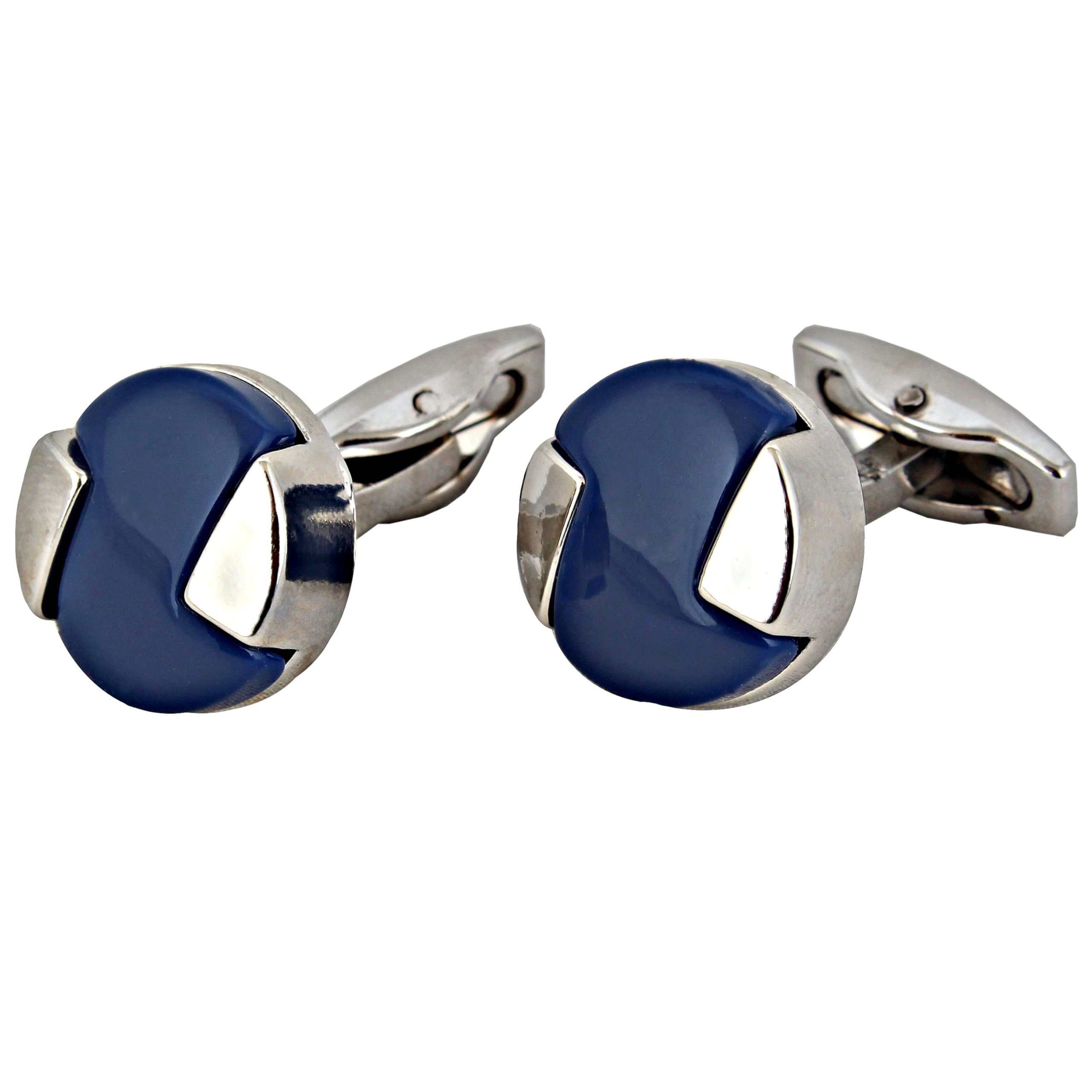 Lucky Jewellery Unique Men Jewelry Silver Plated Blue Color Round Sleeve Button Formal Cuff Button Wedding Shirt Button, Suit, Blazer Cufflinks Pair Gift Set for Men (300-CHC4-1008-B-S) (B0CZNTJ992) Amazon Price History, Amazon Price Tracker
