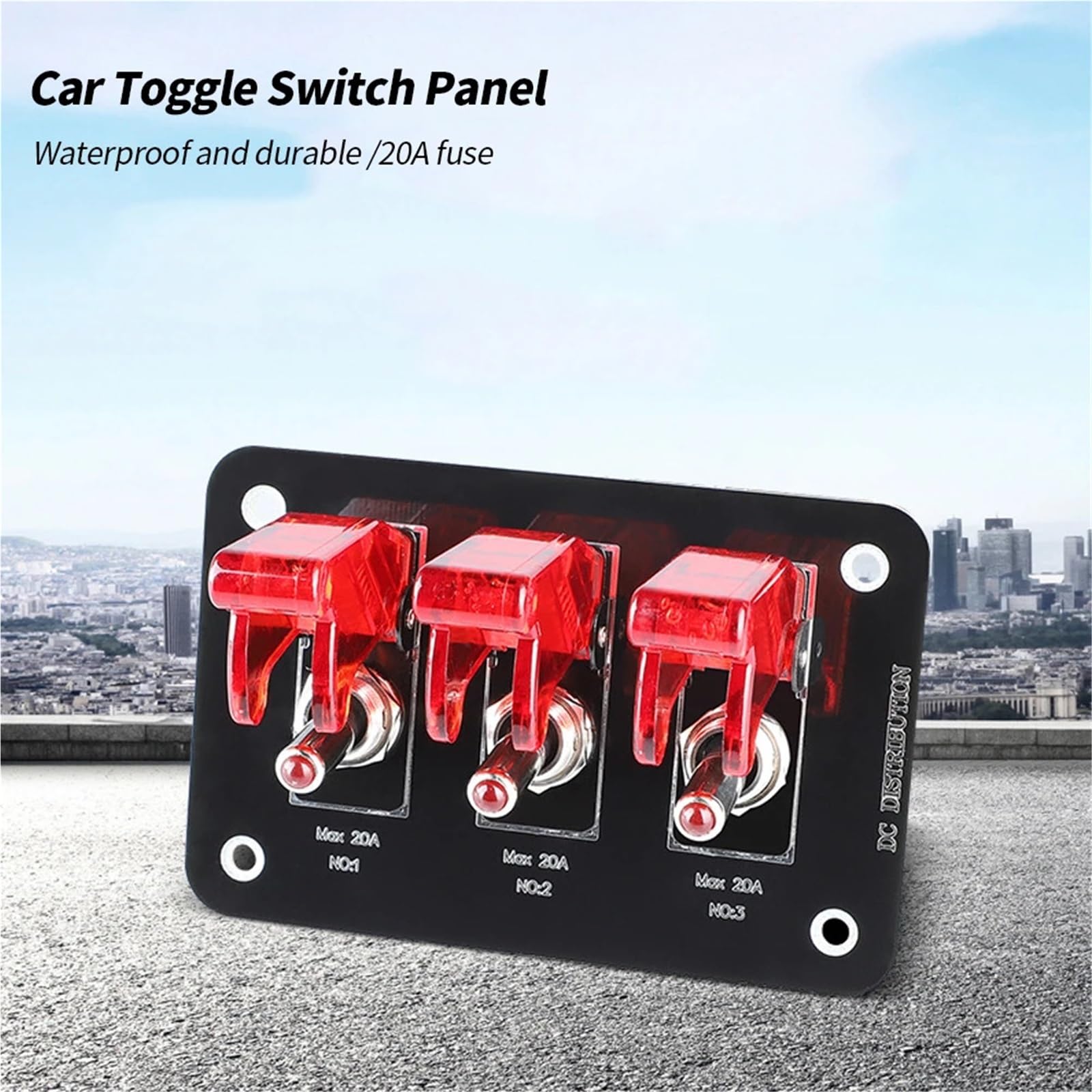 Przełączniki morskie, 12V 24V Przełącznik Panelowy Przełącznik Światła Zapłon Start Stop Przyciski Bezpiecznik 20A 4x4 Akcesoria Samochodowe Wyścigowe Do Łodzi Ciężarówki Przyczepy(3 Gang)