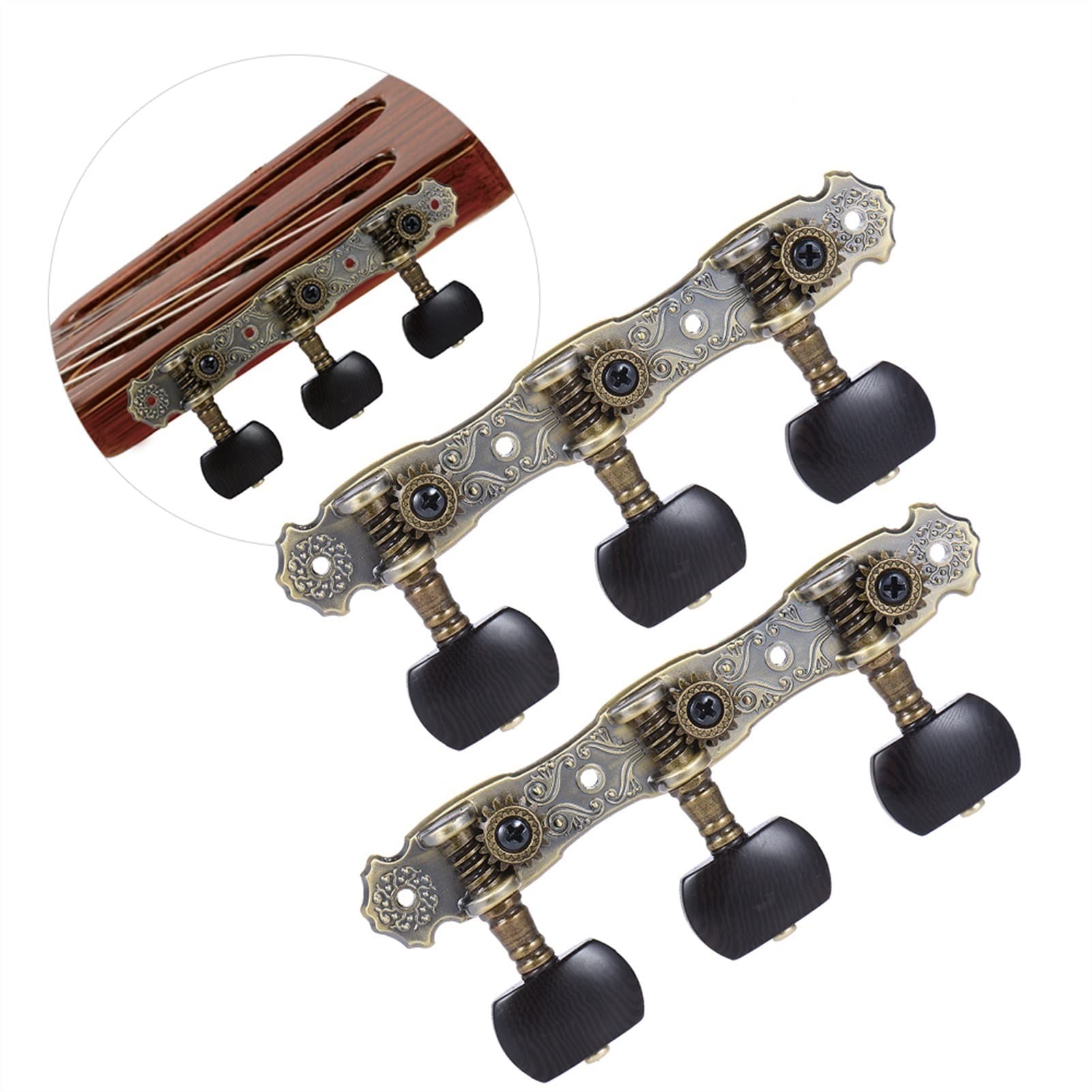 Stimmwirbel Gitarrensaiten 2 PCs (L & R Klassische Gitarrenstimmen Peg Bronze Plattierte Machine Köpfe 1: 16 Tuningschlüsselknöpfe (Color : Bronze Plated)