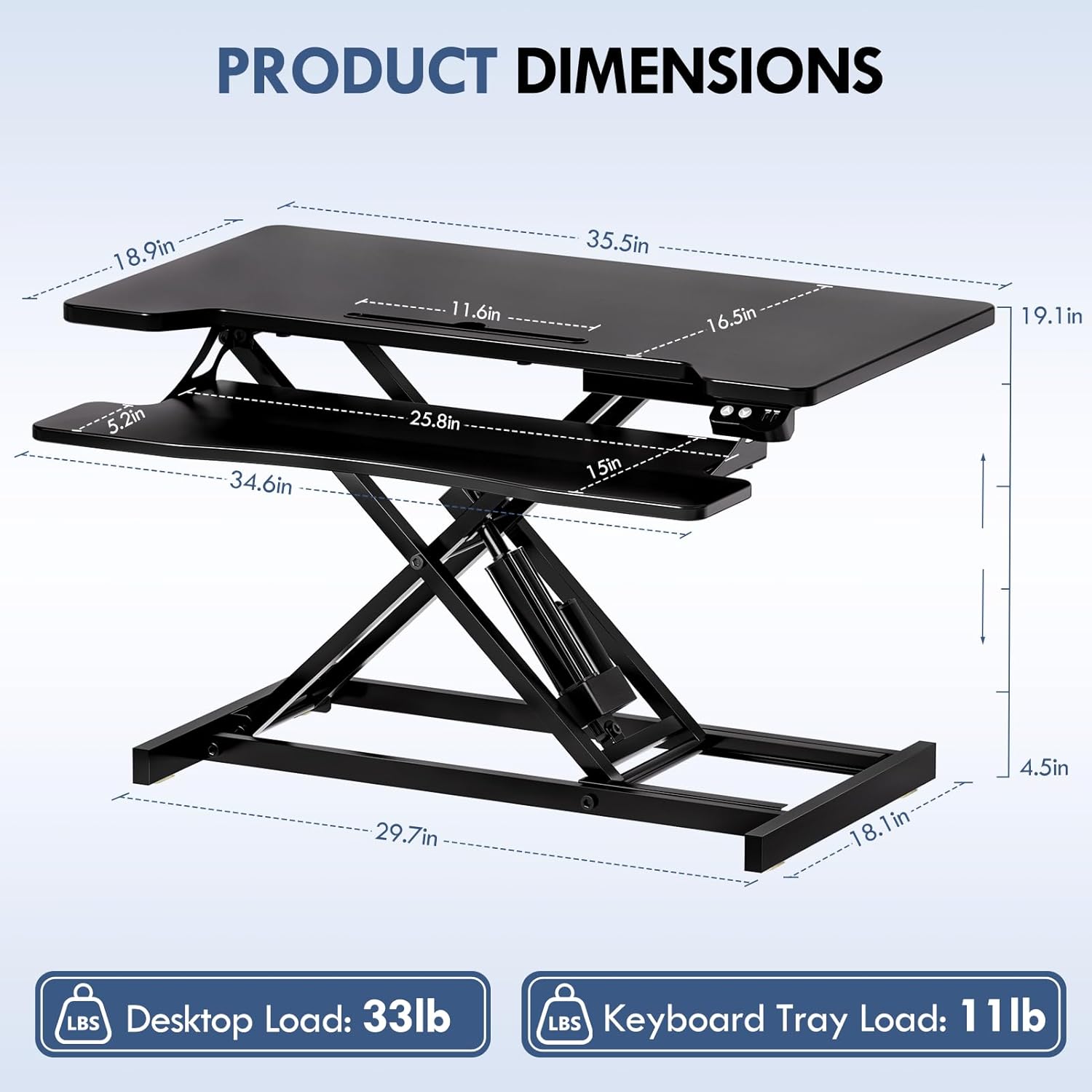 36" Electric Standing Desk Converter, Height Adjustable Sit to Stand Up Desk Riser with Wide Keyboard Tray, Dual Monitor and Laptop Motorized Desktop Workstation for Home & Office, Black