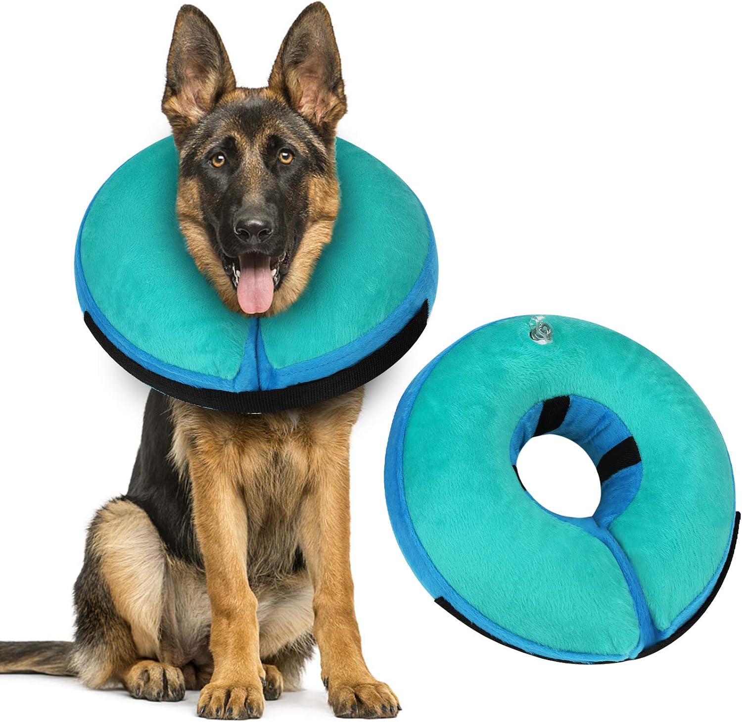 MUKSIRON Inflatable Dog Cone Collar,Dog Cone Alternative After Surgery, Adjustable Soft Protective Recovery Collar for Small/Medium/Large Dog and Cats to Prevent from Biting & Scratching