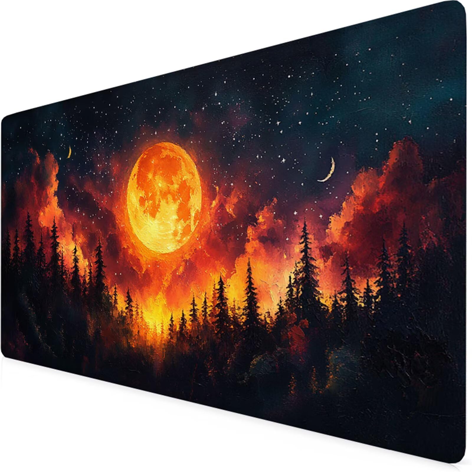 Czarna podkładka pod mysz do gier XXL podkładka pod mysz 1000 x 500 x 3 mm podkładka pod mysz pod biurko wodoodporna podkładka pod mysz księżycowa z antypoślizgową gumową podstawą szyte krawędzie mata