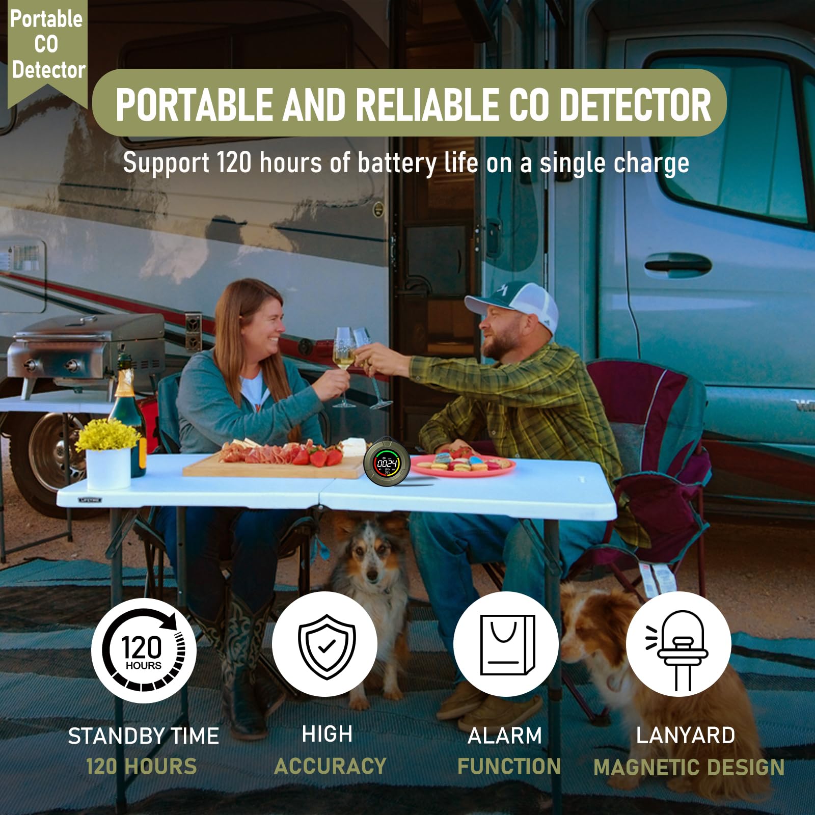 LSENLTY Portable Carbon Monoxide Detectors for Travel Car, Vehicle, Aircraft, CO Notification Function - Image 2