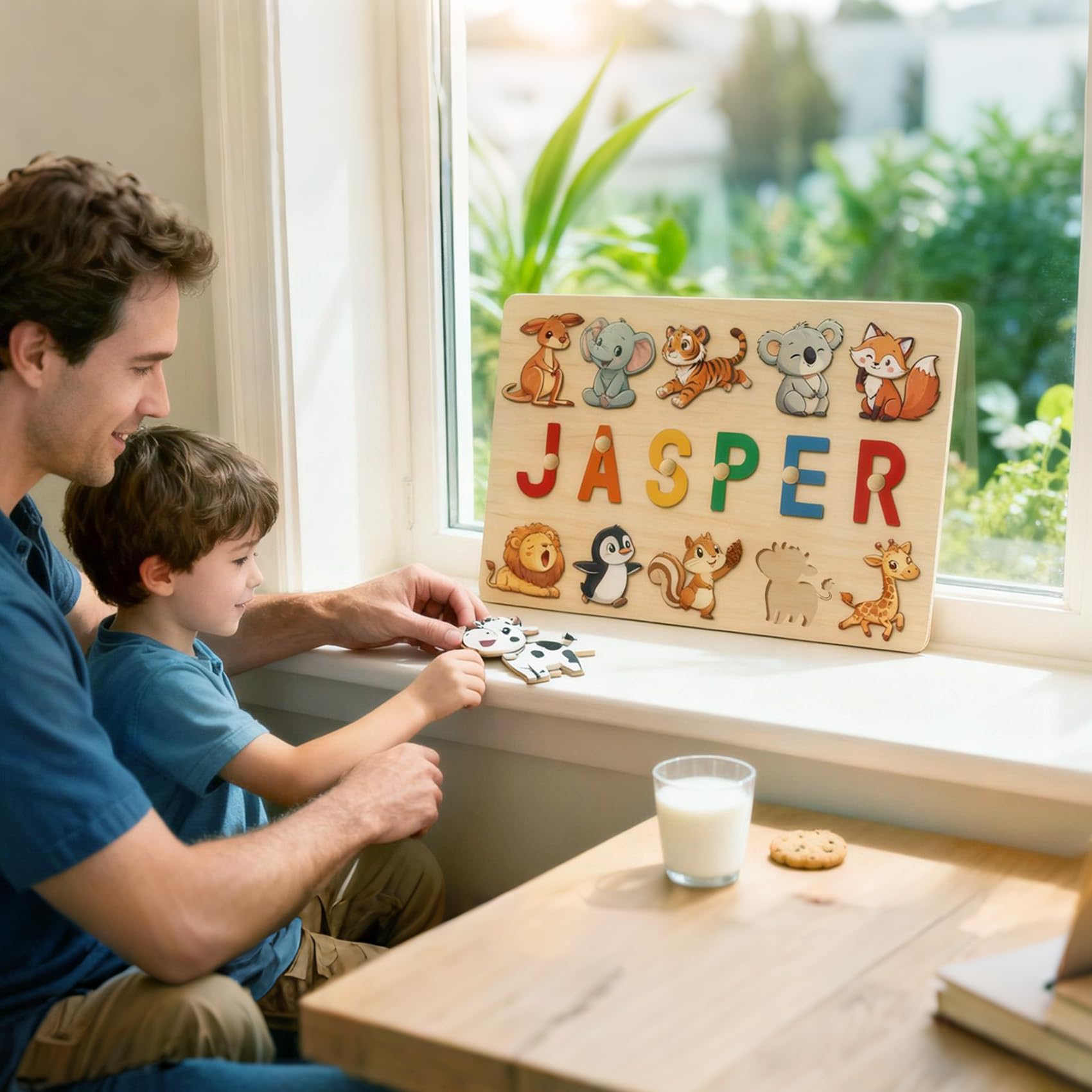 Puzzle Legno Personalizzato Con Nome, Puzzle Legno Bambini 1 Anno Con Animali Per Regali 1 Anno, Regalo Personalizzato Per Bambini Piccoli (1-3 Anni)