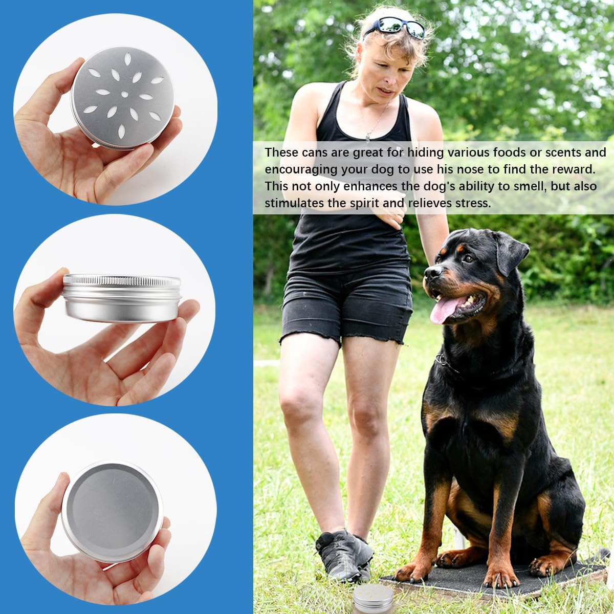 FERCAISH Pack of 10 Training Dog Fragrance Nose Odour Container Round Tin Metal Tin Container Holder Sniffing Dogs Accessories Tool Work for Absorbing Fragrance Powder - Image 3