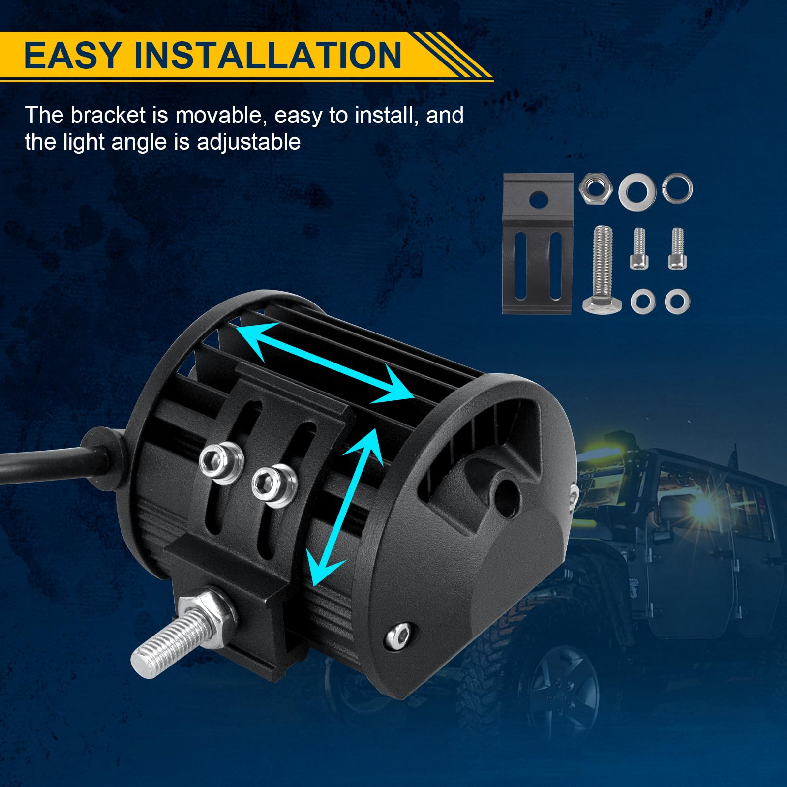 PICAA Faro Trabajo LED 12V, 4 Pulgadas 60W, 2 Piezas, IP67 Impermeable, 6000LM, Apto para Vehículos Todo Terreno, SUV, Tractor, Camión, Barco