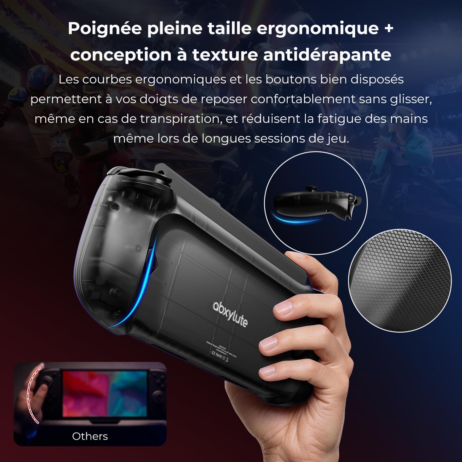abxylute N6 Manette Switch 2 avec bouton C natif, boutons arrière et remappage des touches ABXY, joystick à effet Hall gyroscopique 9 axes (Noir)