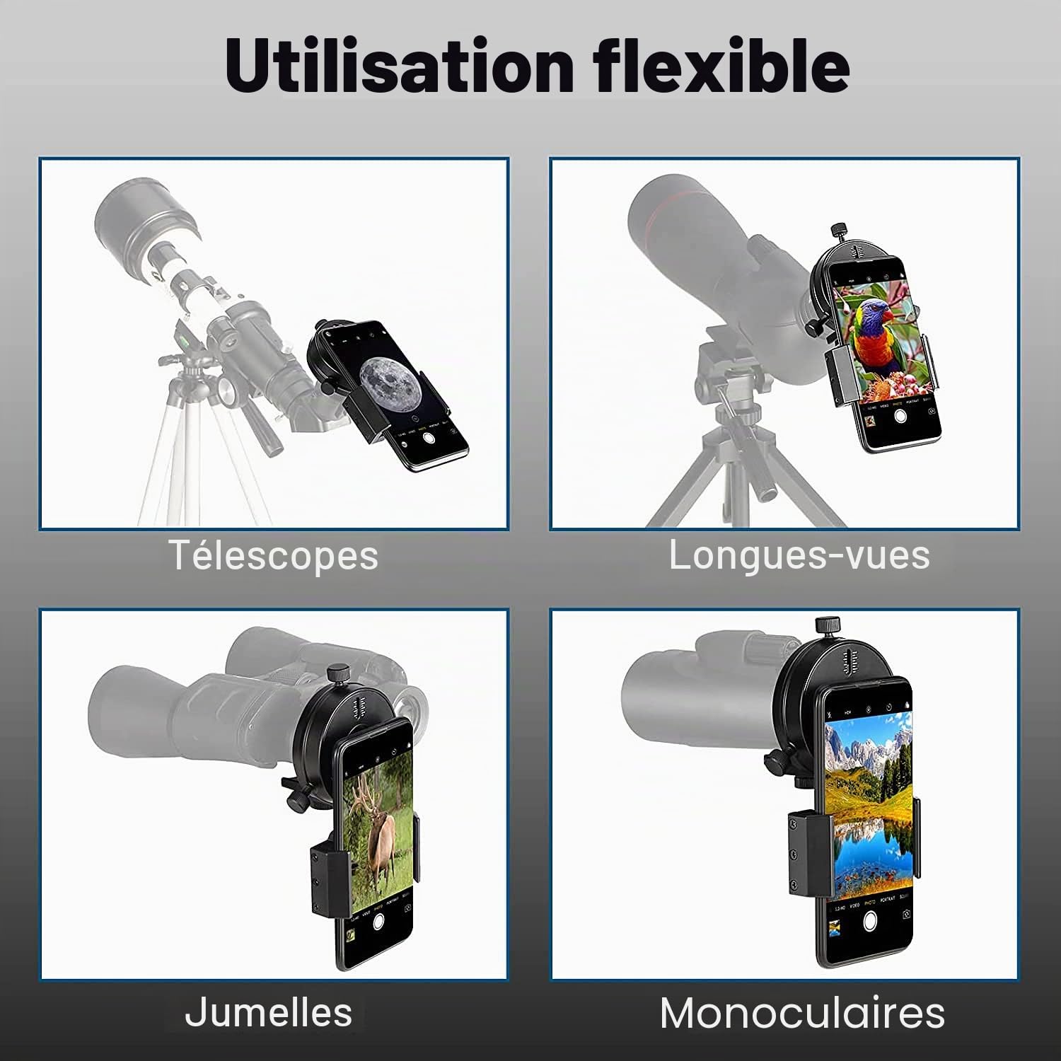 Adaptateur de téléphone Portable Celticbird - Adaptateur de Photographie pour Jumelles, monoculaires, Longues-Vues, télescopes, pour iPhone, Samsung, HTC, LG, etc.