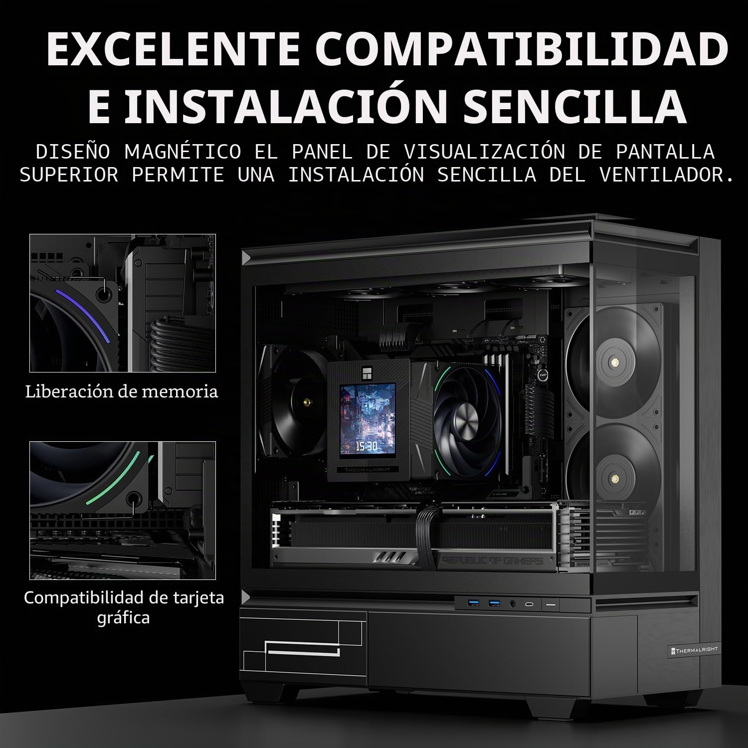 Thermalright Phantom Spirit 120 Vision EVO Refrigerador de CPU, disipador de refrigeración para PC con 7 tubos de calor, pantalla magnética de 3,95 pulgadas con resolución de 480 x 480, para AM4/AM5 e