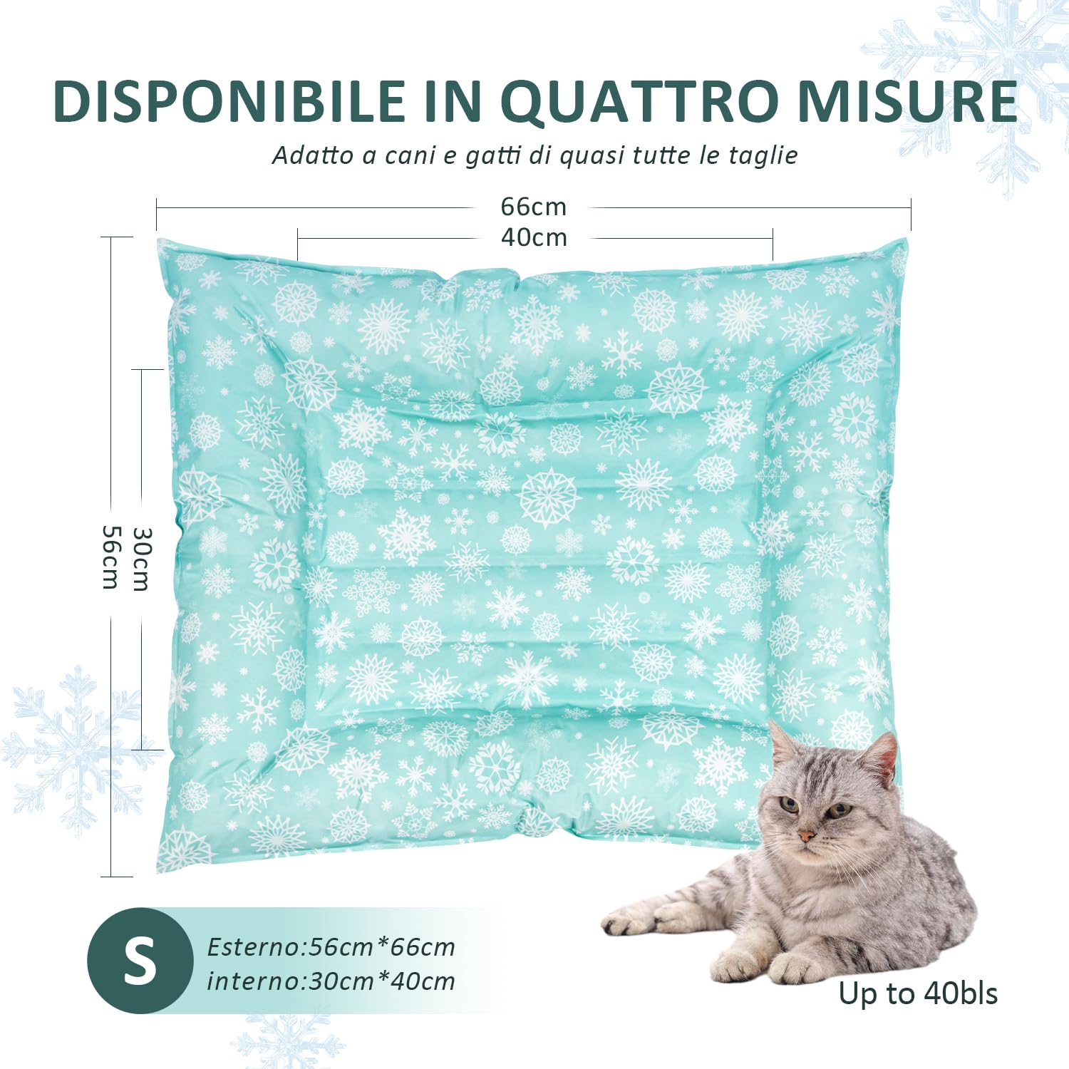 Pawtasy Tappetino Refrigerante per Cani e Gatti Tappeto Rinfrescante in Gel Non Tossico Materassino Raffreddamento per Animali Ideale per Cani e Gatti nella Calda Estate S 56 x 66 cm