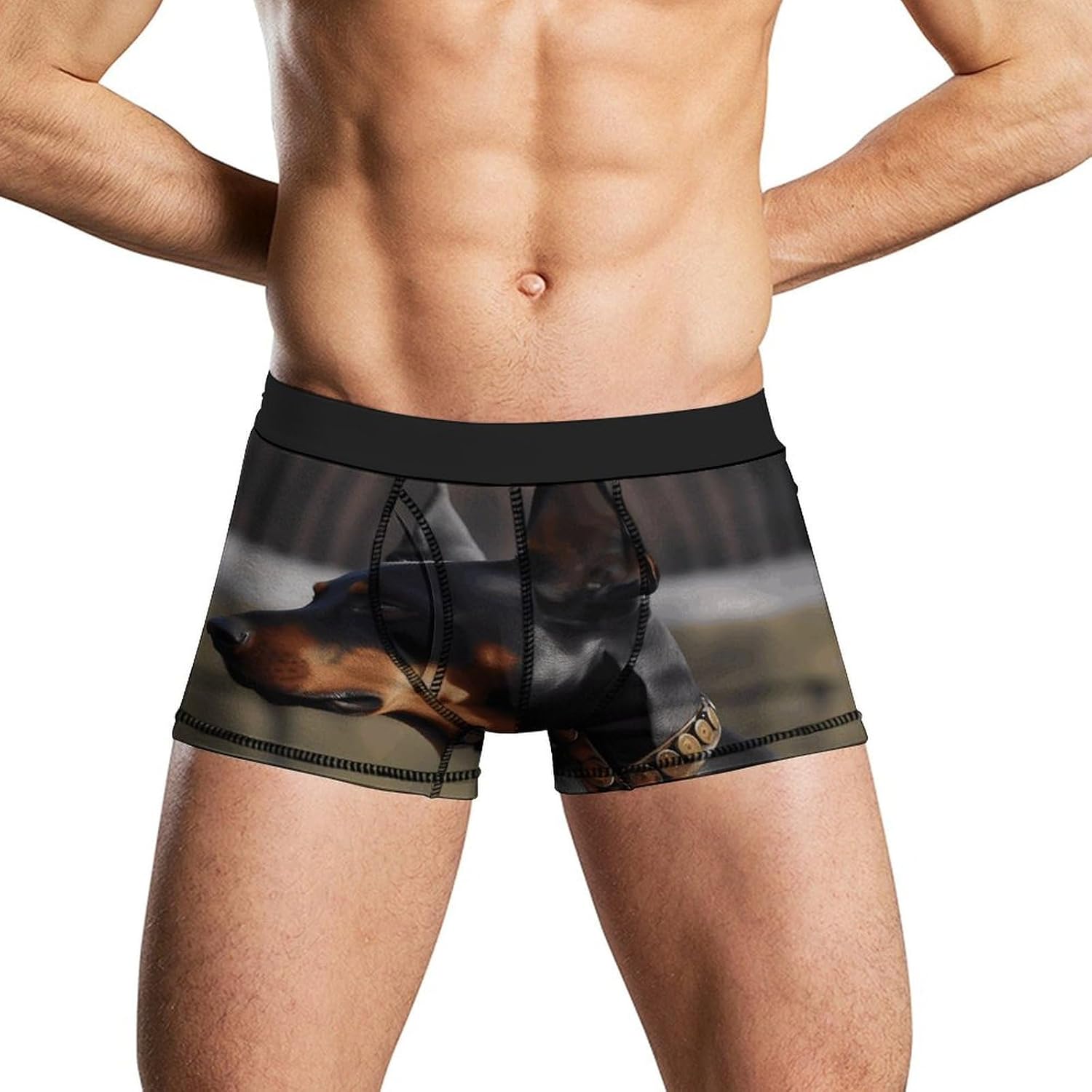 Doberman Men's Underwear Breathable Boxer Briefs with Fly Moisture Wicking Active Sport Boxer Shorts