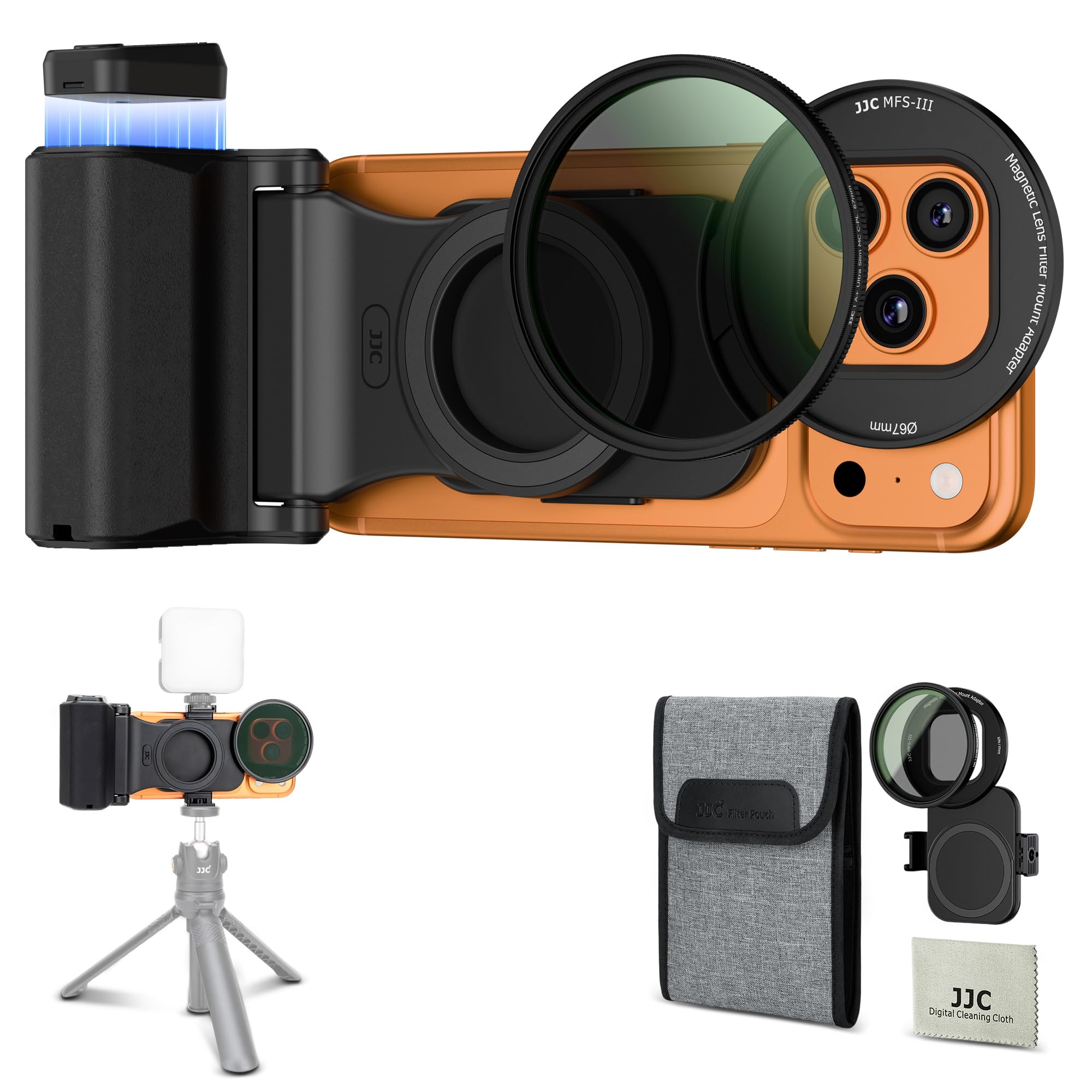 (with CPL Filter)67mm Magnet Phone Filter Mount + DSLR Style Grip for 18 17