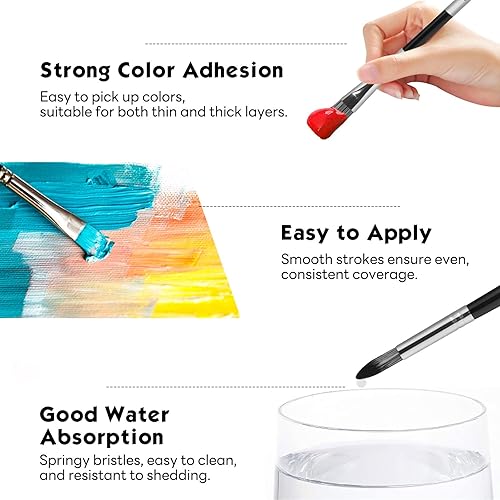 Miniatura 5 de Juego de pinceles de pintura 26 piezas de pinceles de pintura de nailon para niños, adultos y principiantes, serie de artistas profesionales con