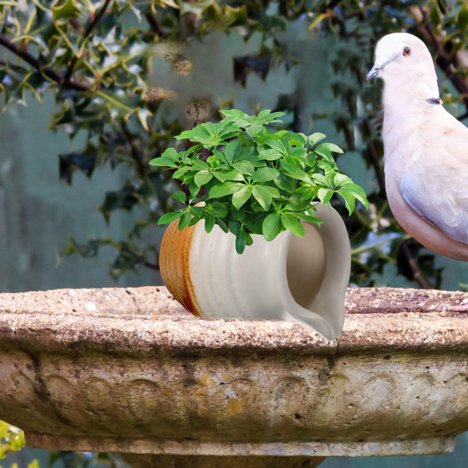 Kreative Keramikbrunnen Figur Für Gartenbrunnen Dekorativer Spritz-Effekt Für Teich Und Balkon Robuste Gartenornament Mit Vintage Farbtönen Für Innen Und Außenbereiche Kompakt