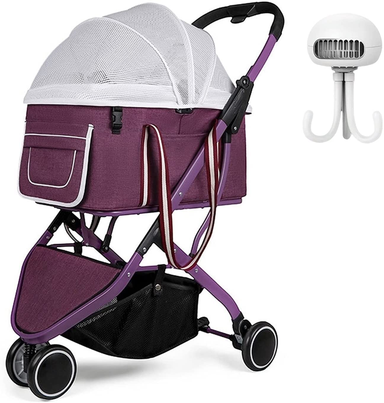 Dog Stroller for Medium Dogs Pet Stroller for Puppy Senior Dog or Cat | Easy Foldable Dog Pushchairs for Small Dogs Premium Carriage with (Purple)