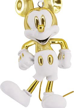 Hallmark Disney Mickey Mouse Beyaz ve Altın Noel Süsü, Seramik, Disney Hayranları için Hediyeler