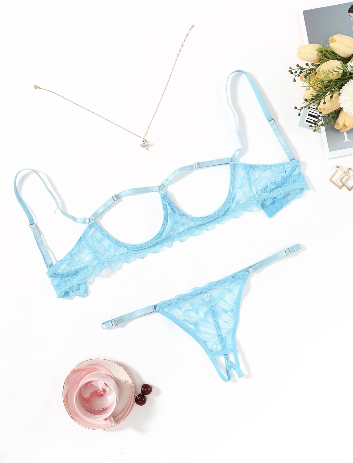 Avidlove Lingerie Set For Women Sexy Bra and Panty 2 Piece Lace Lingerie Set With Underwire S-XXL - Image 2