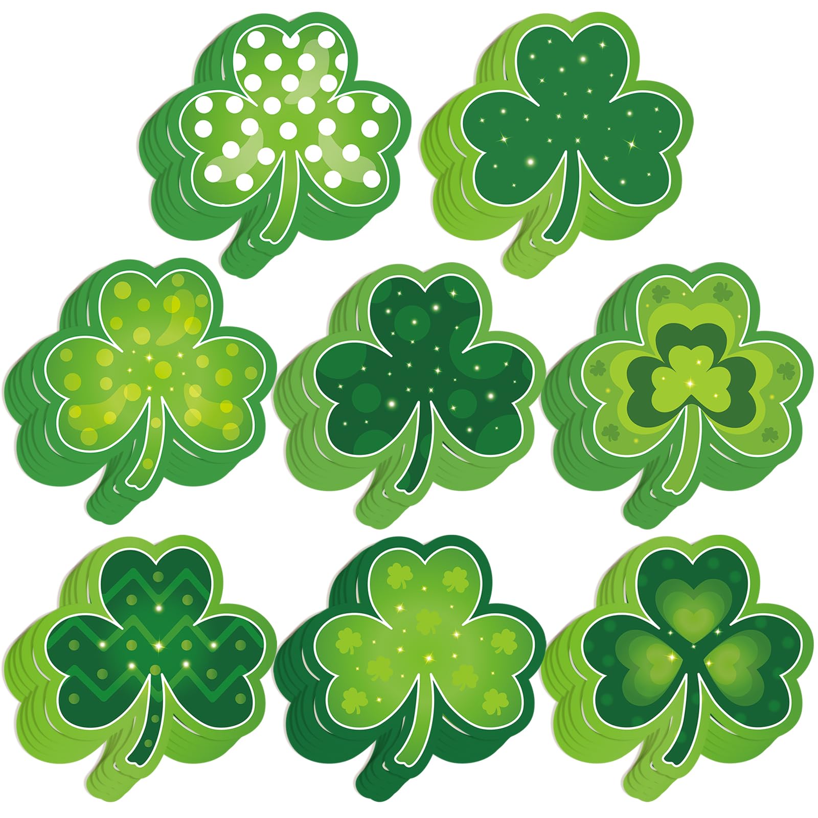 Shamrocks Clover Cutouts for Classroom Bulletin Board Decorations,Large St. Patrick's Day Shamrock Paper Cutouts for School Office Ireland Party Supplies (6 x 6 Inch,40 Pcs)