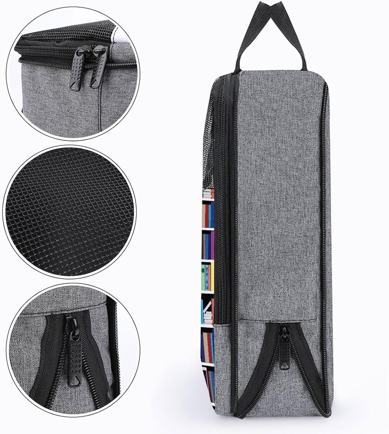 Vintage Library Bookshelf Travel Storage Shoe Bag, Large Capacity And Portable