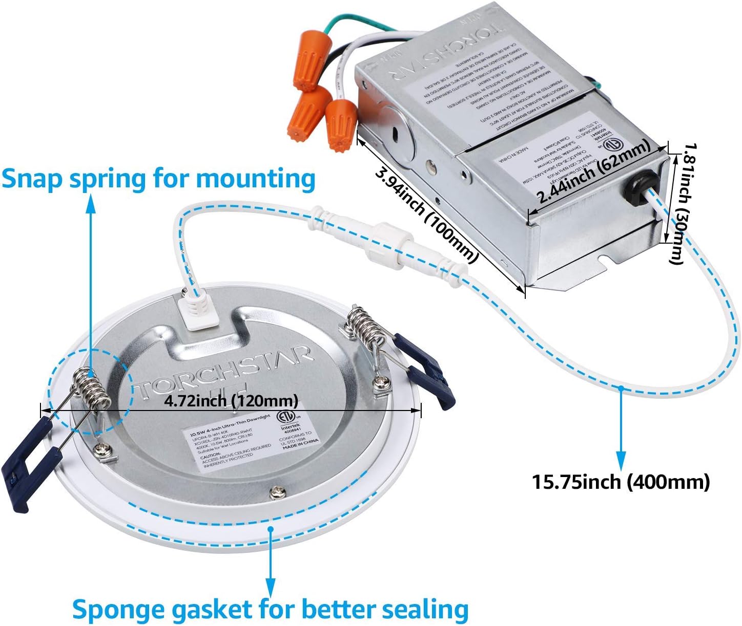Onе-Dау Sаlе: Uр tо 50% оƒƒ TORCHSTAR 12-Pack Essential Series 4 Inch Ultra-Thin LED Recessed Lighting with J-Box, 10.5W Dimmable Slim Panel Downlight 800lm, ETL & Energy Star Listed, 3000K Warm White