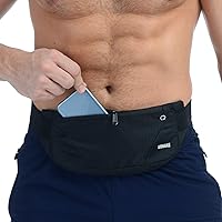USHAKE Bounce-Free Running Belt for iPhone Samsung - Ultra Light Waist Pack for Runners Gym Marathon Men Women Black