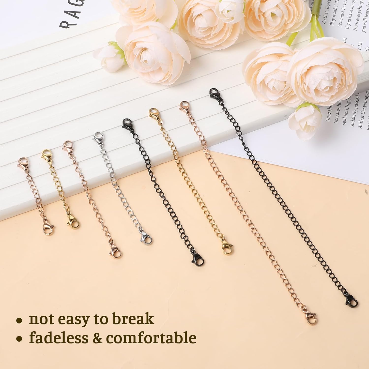 16Pcs Necklace Extenders for Women Necklace Extension Connector Lobster Claw Jewelry Chain Stainless Steel Chain Extenders Assorted Sizes Colors for Necklaces, Bracelet and Anklet Jewelry Making - Image 7