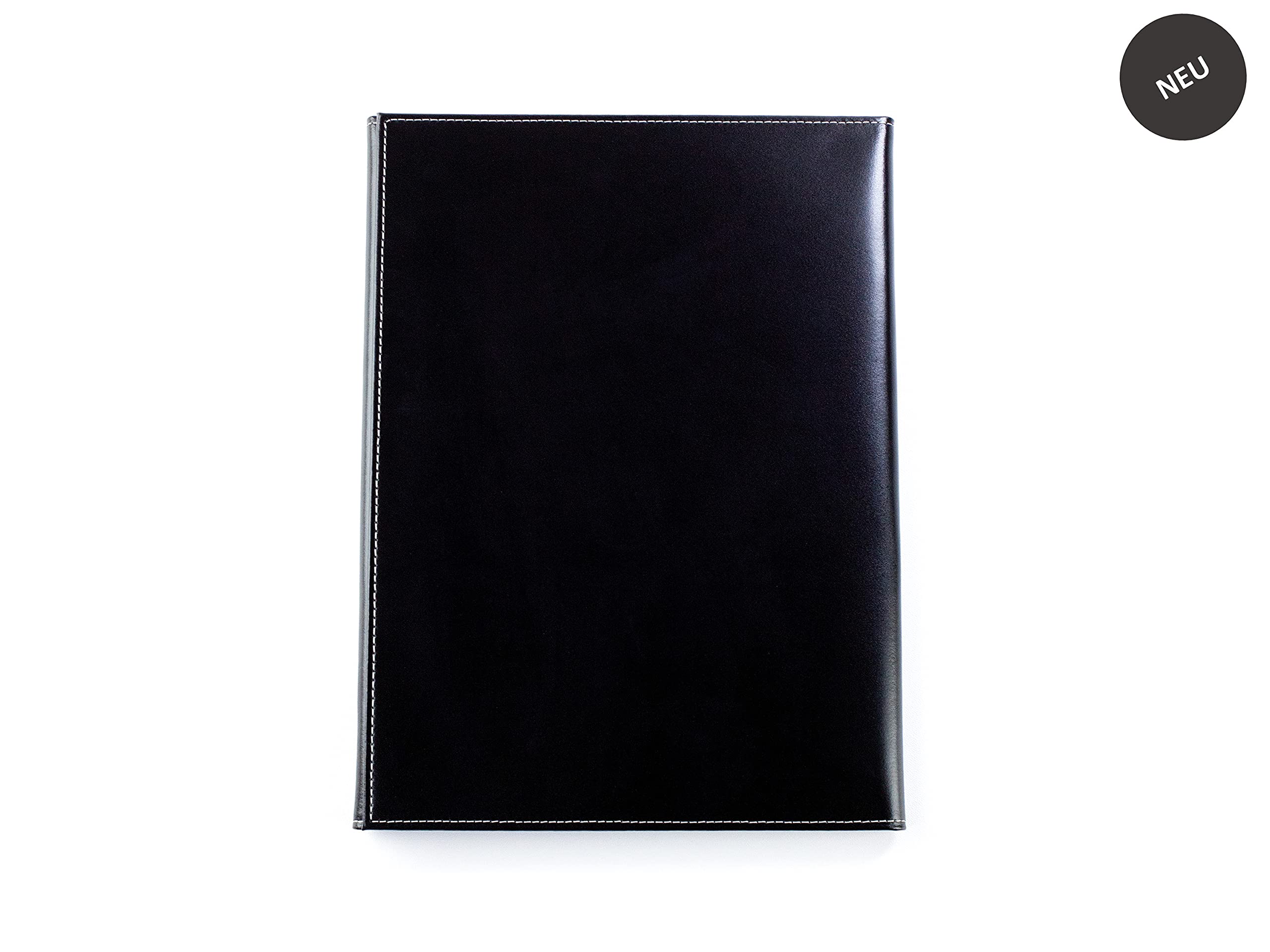DELMON VARONE - Kanzlei- & Vertragsmappe mit 3 Fächer DIN A4 Cambridge Top Grain Leder Schwarz - Echtleder Zeugnis-Mappe personalisiert - Dokumenten-Mappe zum Abheften von Verträgen, Urkunden & Akten