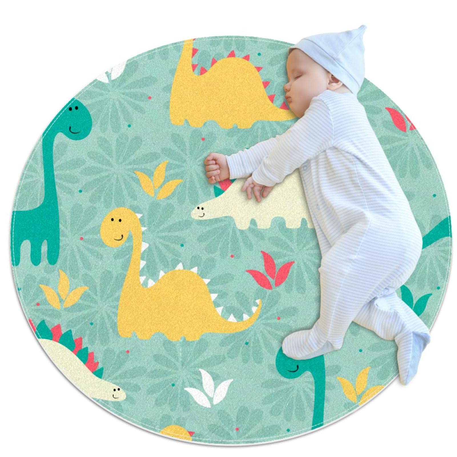 Tapis de bain enfant dinosaure et petit tapis de chambre rond antidérapant