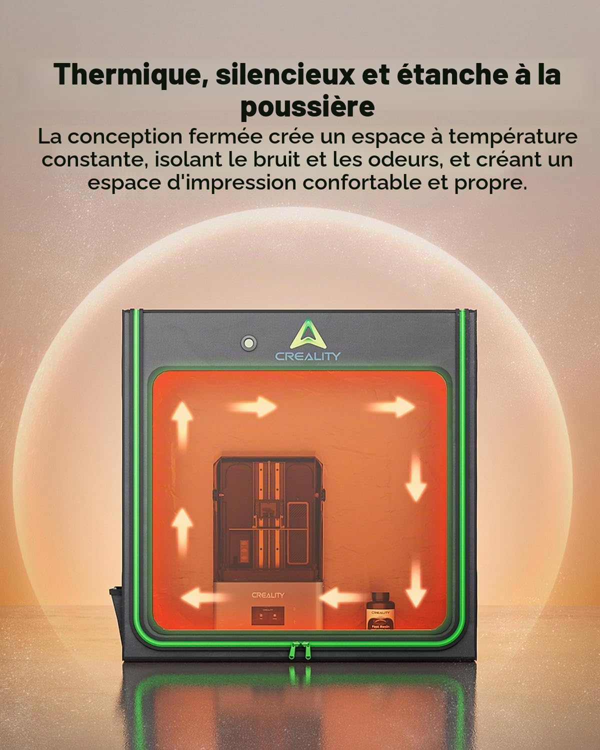 Creality Boîtier Officiel en résine pour imprimante 3D avec Interface Ventilateur, 1000 x 500 x 1000 mm, très Grand Espace pour Impression 3D, température constante, Anti-poussière, isoler Le Bruit