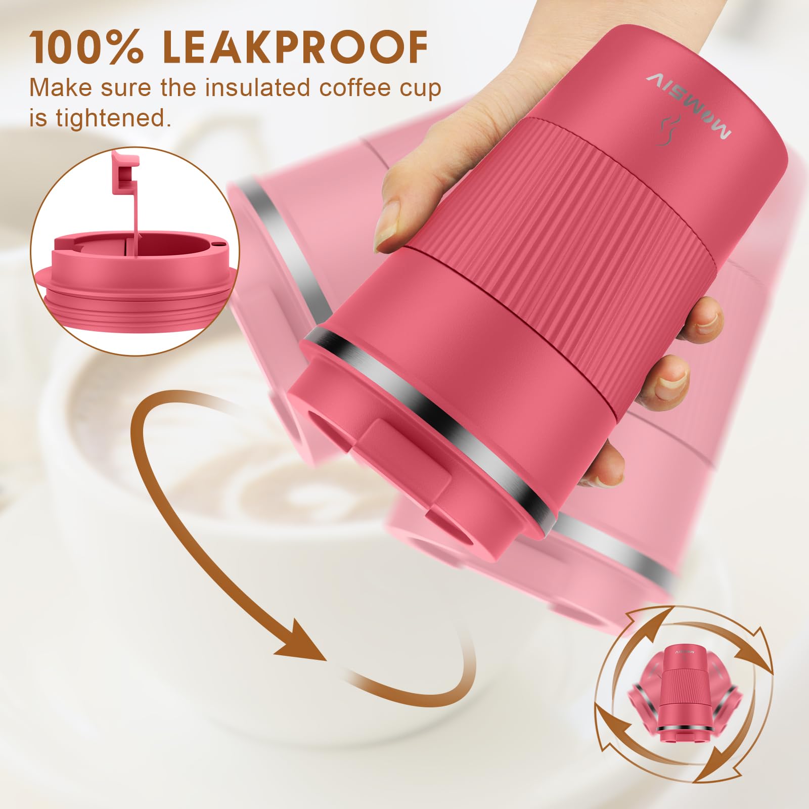 MOMSIV Coffee Cup, Insulated Coffee Cup with Leakproof Lid - Image 3