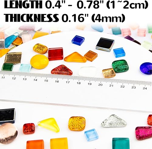 Miniatura 3 de Azulejos de mosaico de vidrio de 1.1 libras, azulejos de mosaico de cristal irregulares para manualidades a granel y kit de pequeños escalones,