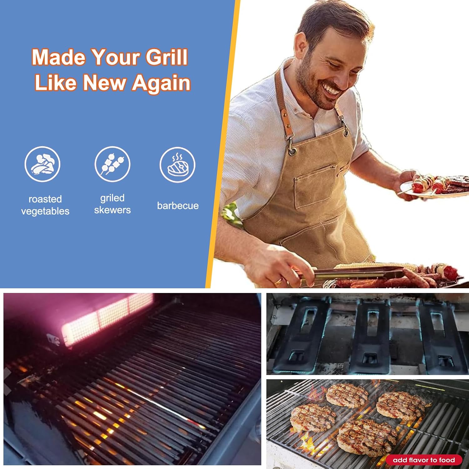 16 inch Cast Iron Burner Replacement for Members Mark Y0101XC Y0660LP Y0600LP2 Y0005XC-2 Sam's Club, Grand Hall Y0005XC Y0005XC-1 Y005XC-2 CISC Gas Grill, 3 Pack