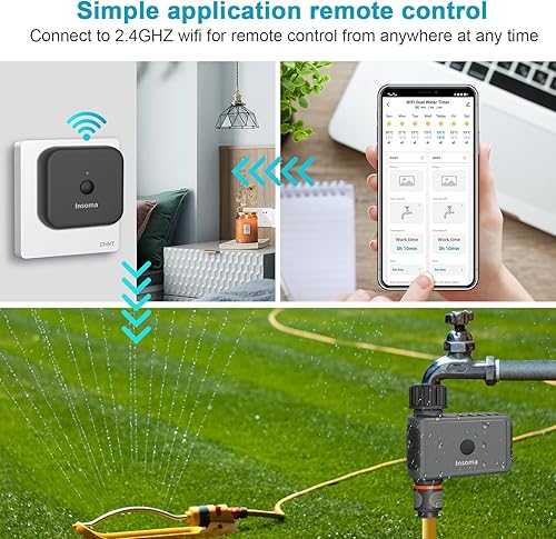 Miniatura 2 de Temporizador de rociador WiFi, temporizador de agua WiFi para jardín, temporizador de manguera de riego con concentrador, aplicación y control de