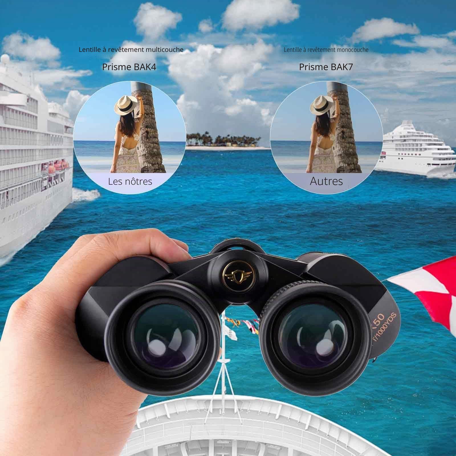 LUXUN Jumelles compactes HD 10 x 50 pour Adultes, Vision Nocturne à Faible luminosité, puissantes et étanches pour la Chasse, l'observation des Oiseaux et Les Concerts