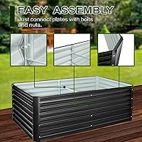 Vista 4 de EDOSTORY Kit de cama de jardín elevada de metal, maceta galvanizada de 6 x 3 x 2 pies de alto, cajas de jardín elevadas para exteriores, grandes