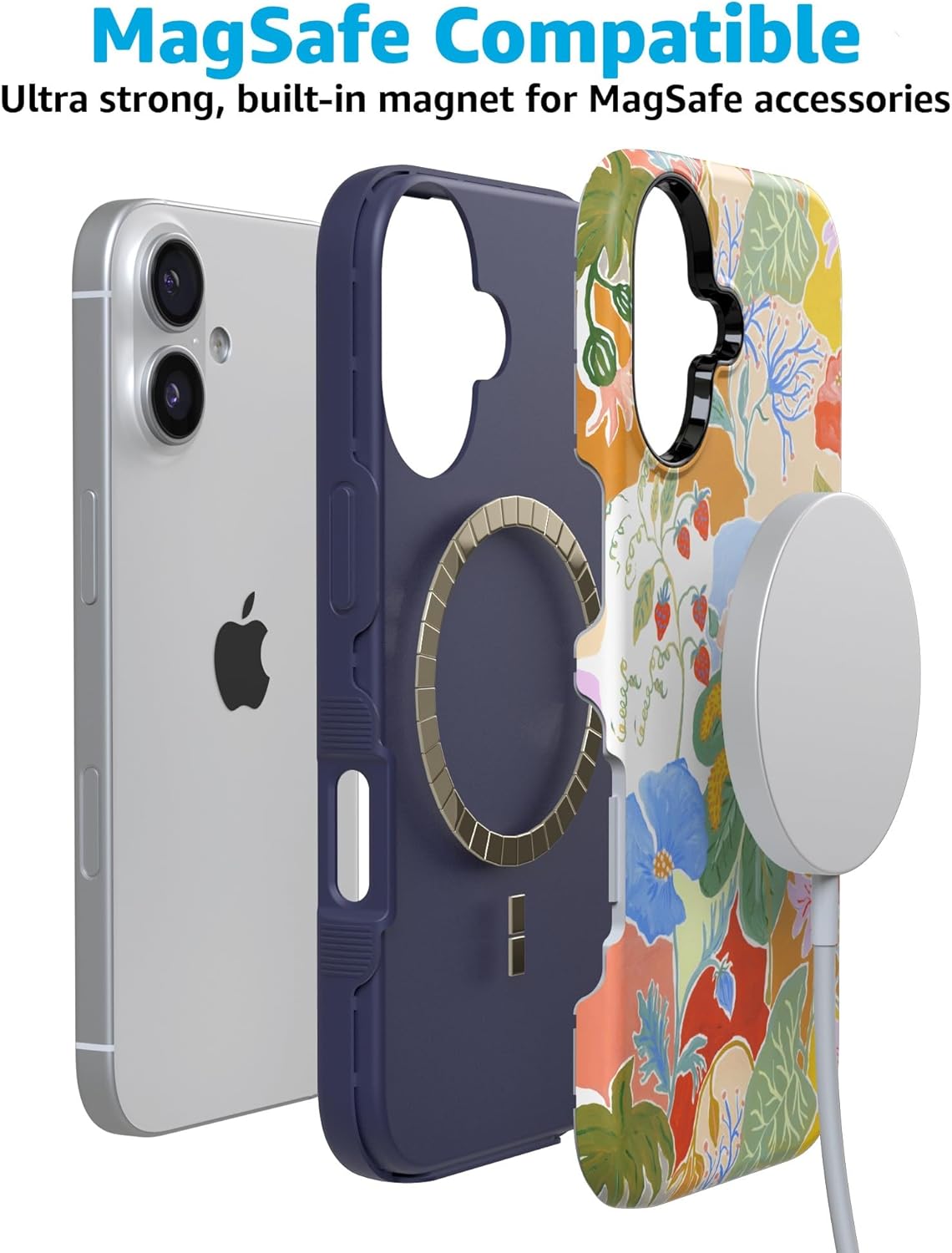 Casely iPhone 17 Case | Botanical Blooms | Floral Patchwork | Bold Protective Design | Compatible with MagSafe