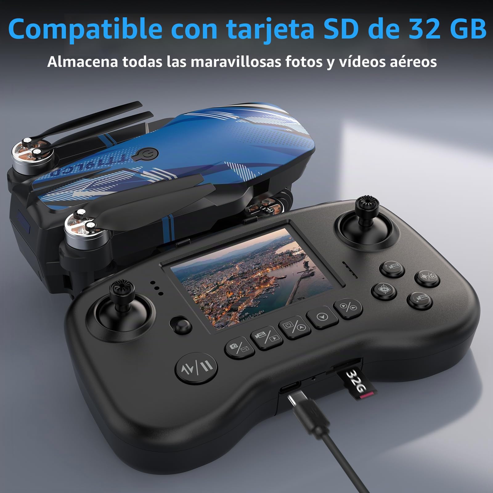 Dron con Cámara 4K Drone para Adultos, Pantalla LCD RC, FPV Live Vídeo Mini Drones, Esquiva de Obstáculos en 270°, 3D Flips, RC Cuadricóptero plegable para principiantes, Tarjeta SD hasta 32GB