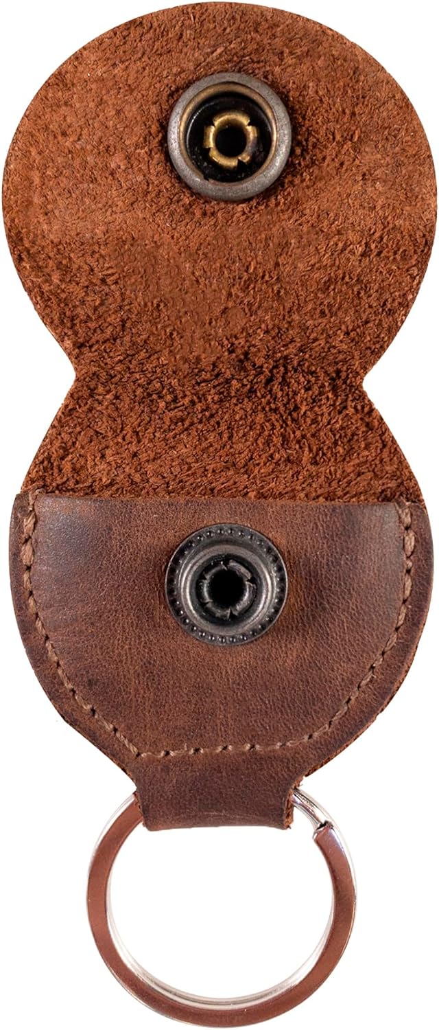 Hide & Drink, Guitar Pick Holder with Ring, Key Organizer, Keychain for Guitar Players, Full Grain Leather, Handmade, Bourbon Brown