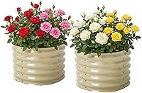 Vista 13 de Cama elevada de jardín de 17" de alto para hierbas como albahaca, lavanda y salvia, maceta redonda de 30" de ancho para frutas y tomate, contenedor