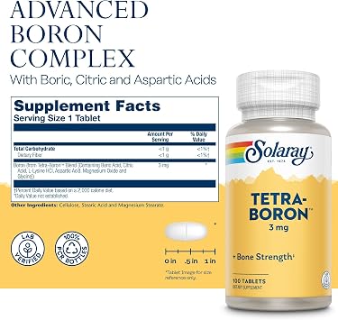 Solaray Tetra Boron 3mg Tablets | 100 Count