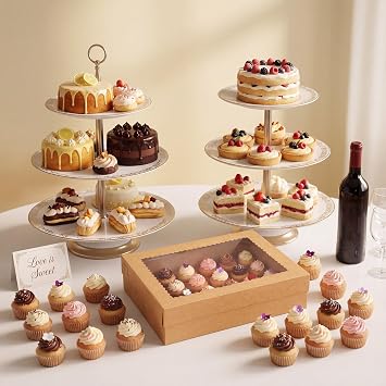 5 Pack Brown Cupcake Boxes for 24 Standard Cupcake with Window Cupcakes Containers with 120 Mini Cupcakes Liners Professional Muffin Carrier for Wedding Party Event Kraft 15x11x4 Inch