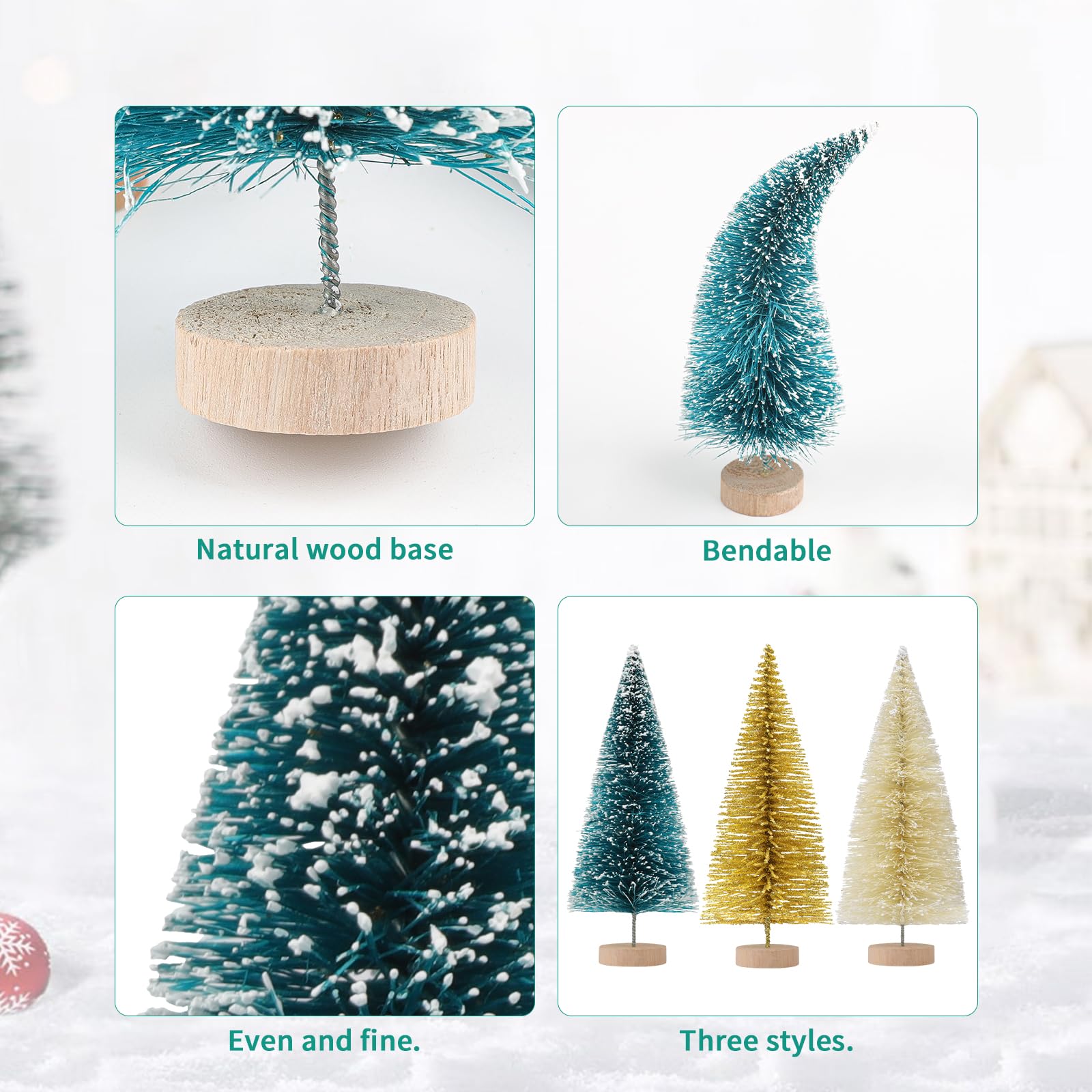 30 Stück Mini-Weihnachtsbäume Aus Sisal – 5 Größen (5,8–13,2 Cm), Mit Kunstschnee, Perfekt Für Tischdekoration & Basteln