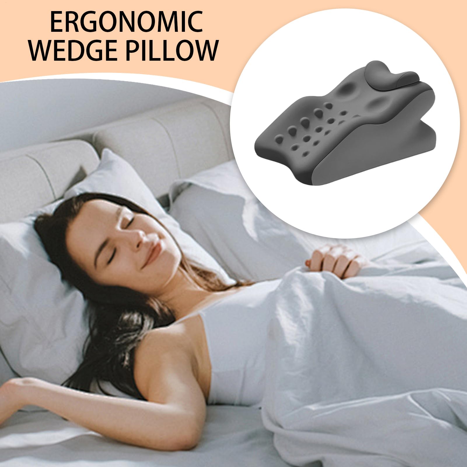 Cuscino A Posteriore Per Memory Foam Con Copertura Lavabile, Supporto Per | Cuscino Ergonomico Da A Per Per Adulti Dormiente Laterale Schiena Gambe Russamento Reflusso Acido